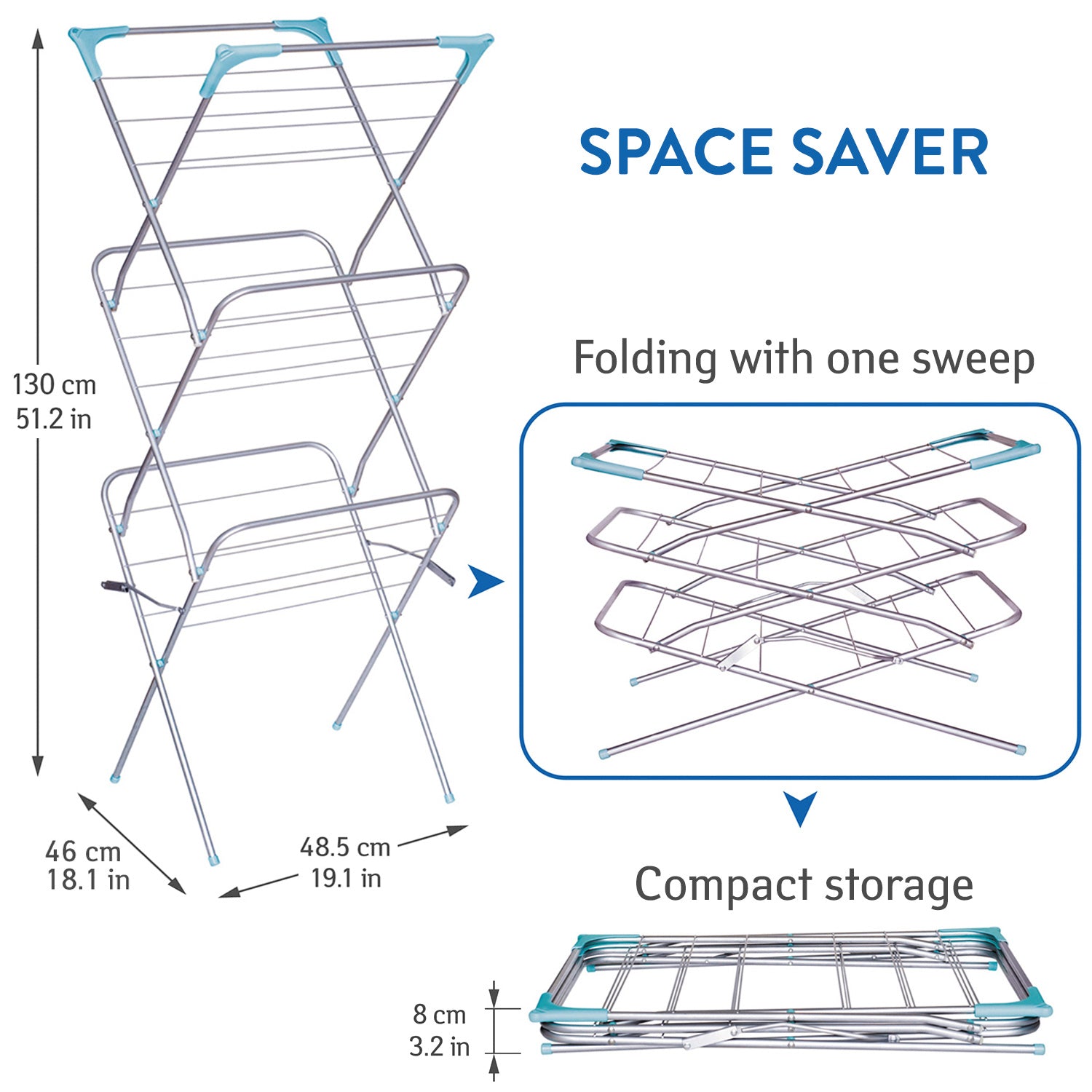 art moon Niagara - Clothes Airer, Clothes Drying Rack, Clothes Horse Small, Collapsible Dryer, Set Up with Two Clicks