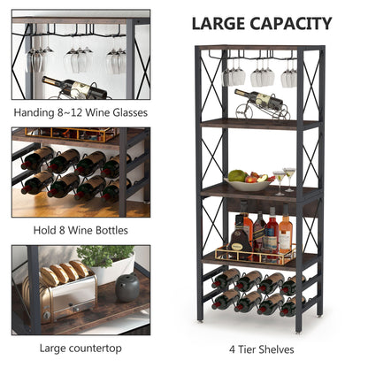 Bakers Rack, 4-Tier Industrial Wine Rack, Tribesigns, 5
