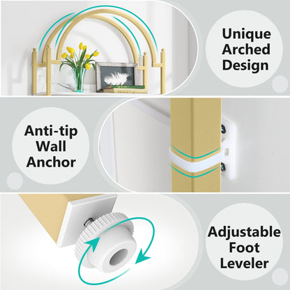 Bookshelf, 72.44" Arched Etagere Bookcase 5-Tier Shelves, Tribesigns, 2