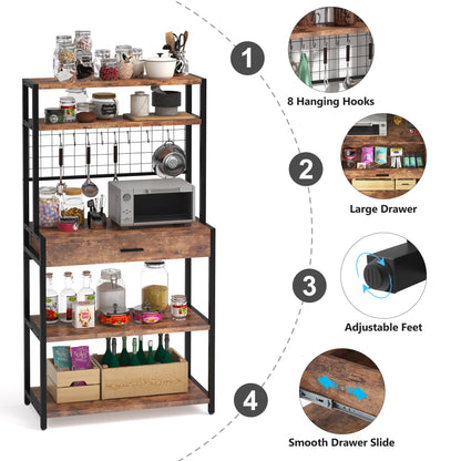 Tribesigns Baker's Rack, 5-Tier Kitchen Storage Shelf with Hutch Tribesigns