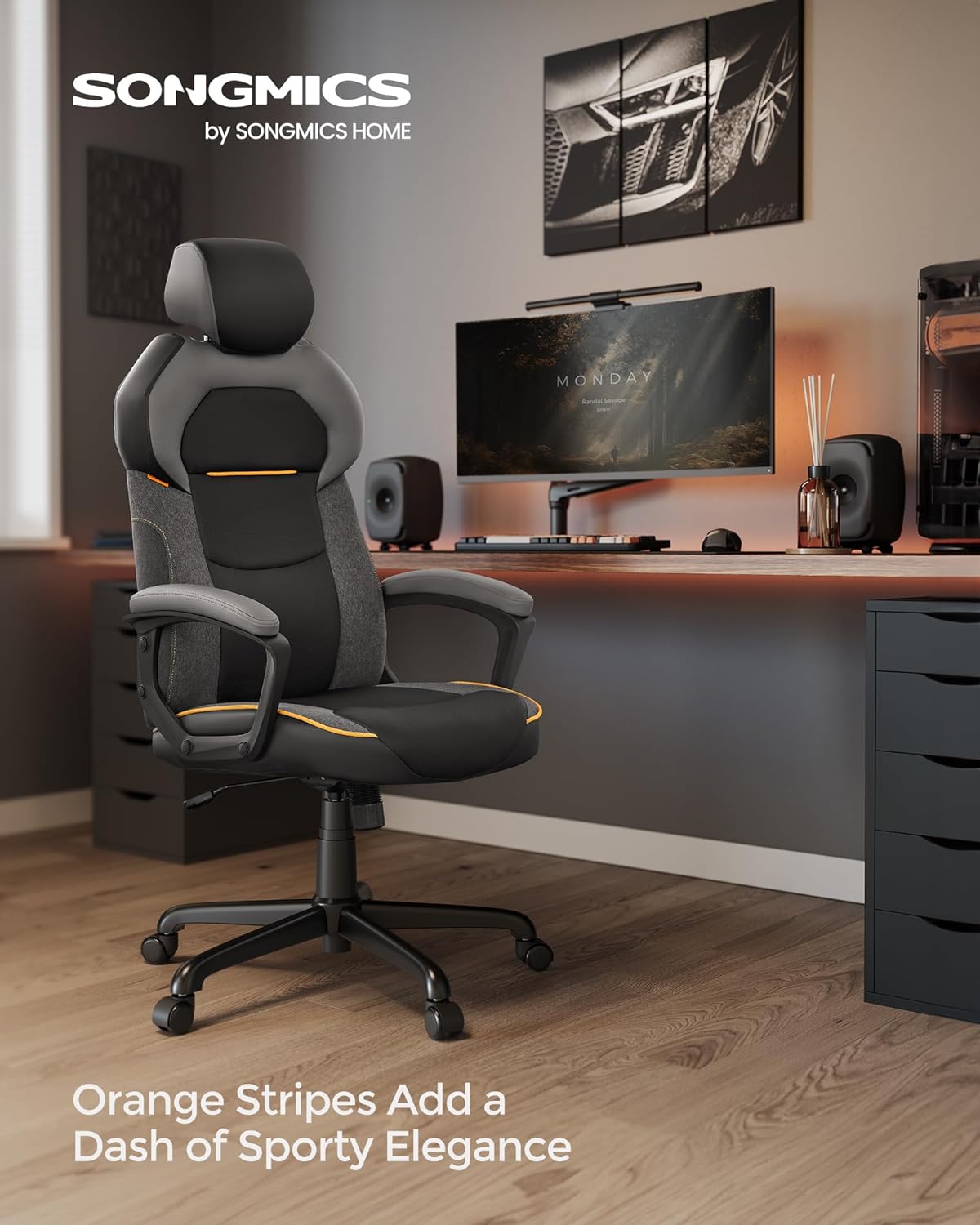 Office chair, office gaming chair, 68Dx68Wx134.5H cm, black office chair, Computer Chair, Nylon - SONGMICS