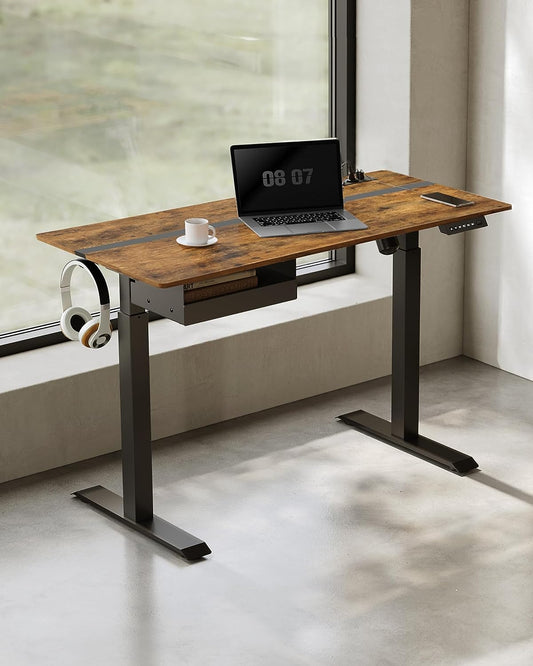 Height Adjustable Electric Standing Desk, 60 x 120 cm Desktop, Continuous Adjustment, Memory Function with 4 Heights, 1