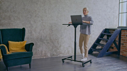 Laptop Table, Laptop Desk, Gas-Spring Pneumatic, Optimal for sit-stand work. Computer desk, Table on wheels - Tatkraft Focus