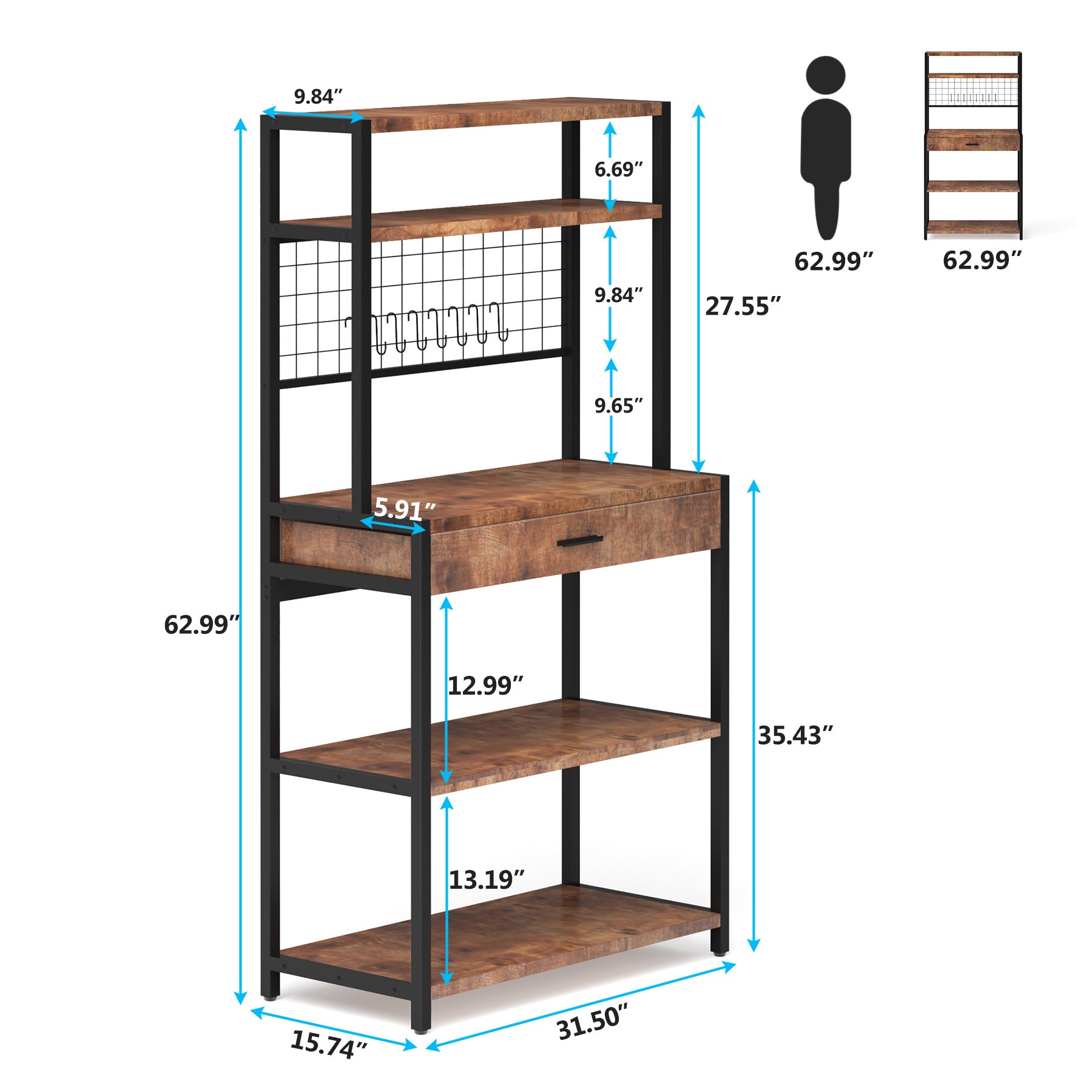 Tribesigns Baker's Rack, 5-Tier Kitchen Storage Shelf with Hutch Tribesigns