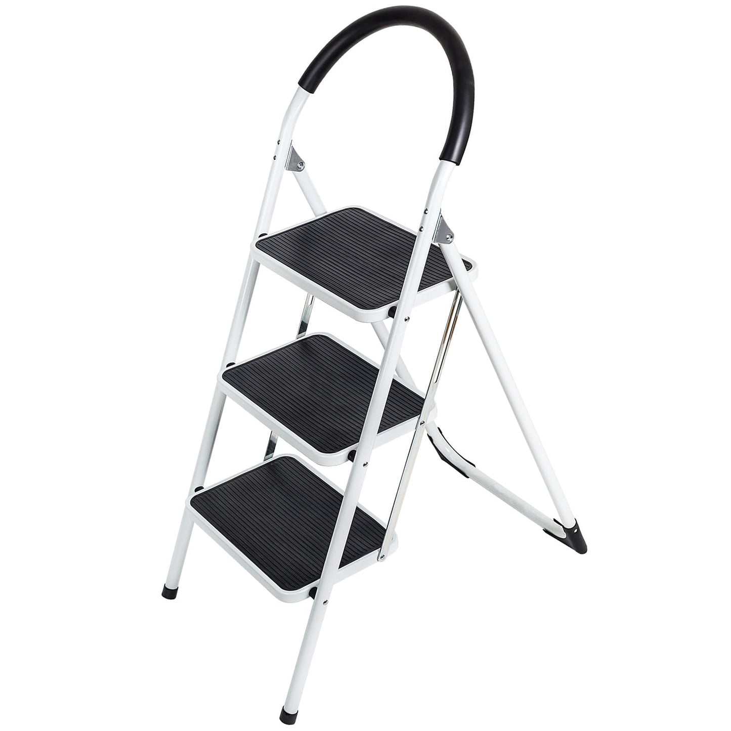3 Step Ladder, Holds Up to 150 kg, Folding Step Ladder, Kitchen Step Ladder, Wide Anti-Slip Steps, WonderWorker Bold, 1