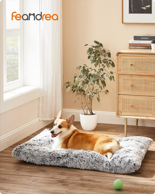 Dog Bed, Linen-Look Pet Bed, Dog Sofa Bed with Raised Edges, for Medium Dogs, Dog Bed Mats, Dog Furniture, 1