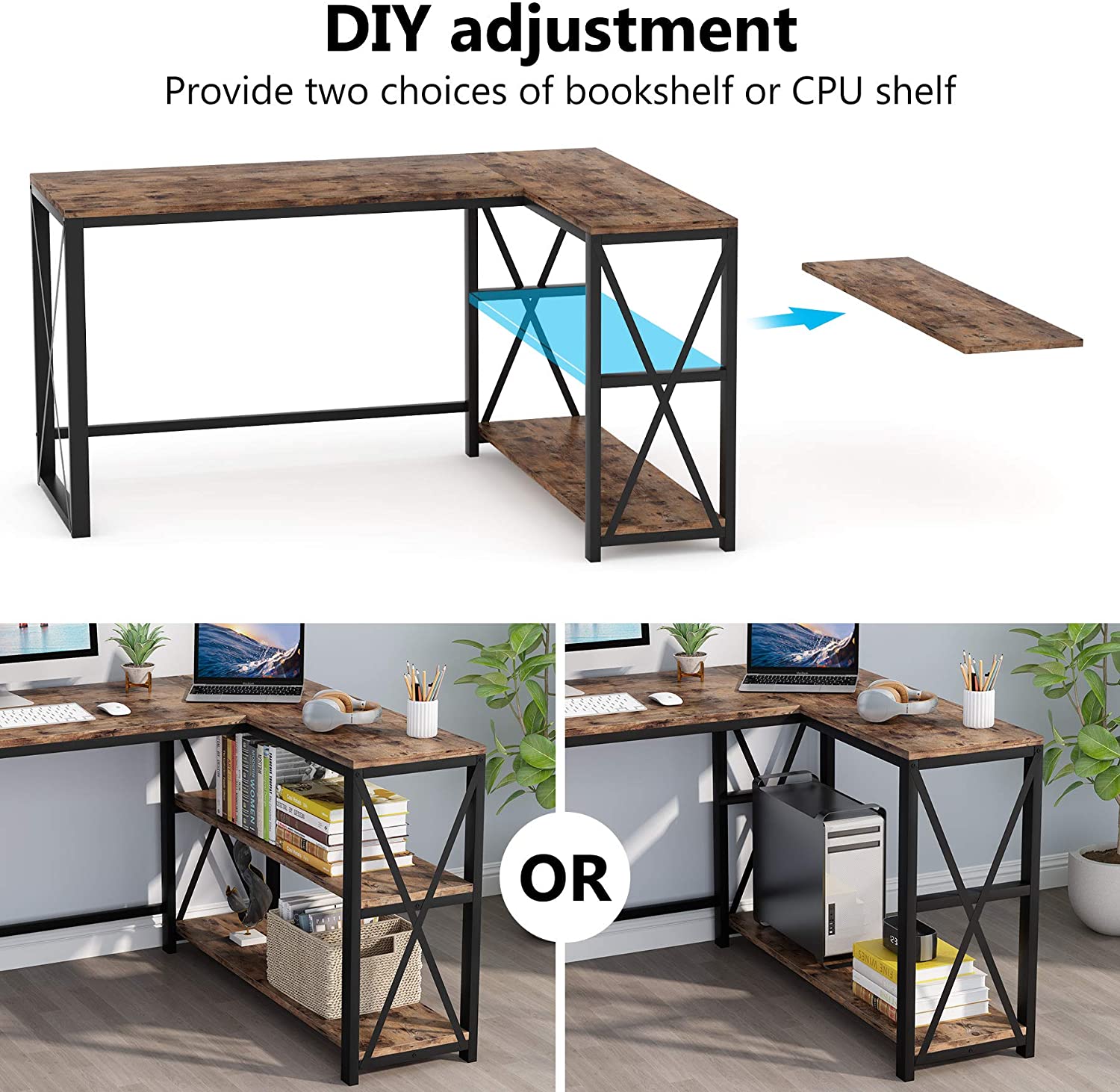 L shaped desk, l shaped office desk, corner desk, gaming corner desk, workstation desk - Tribesigns