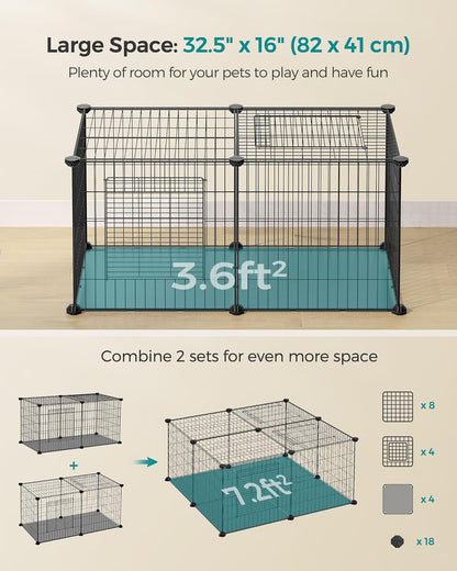 Guinea Pig Playpen, Indoor Rabbit Run Hutch Cage, Large Exercise Enclosure, 2