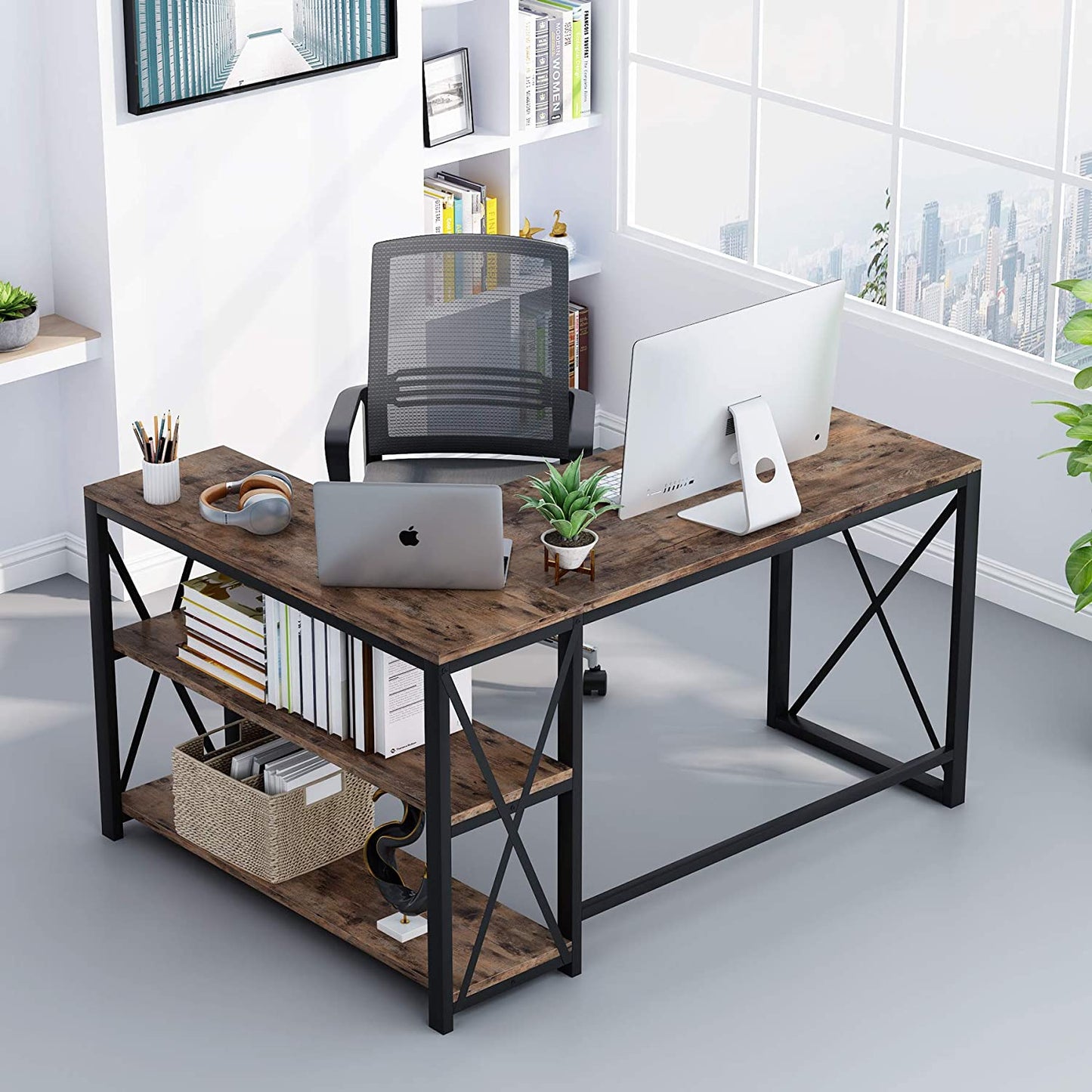 L shaped desk, Computer Desk, corner desk, gaming corner desk, workstation desk - Tribesigns