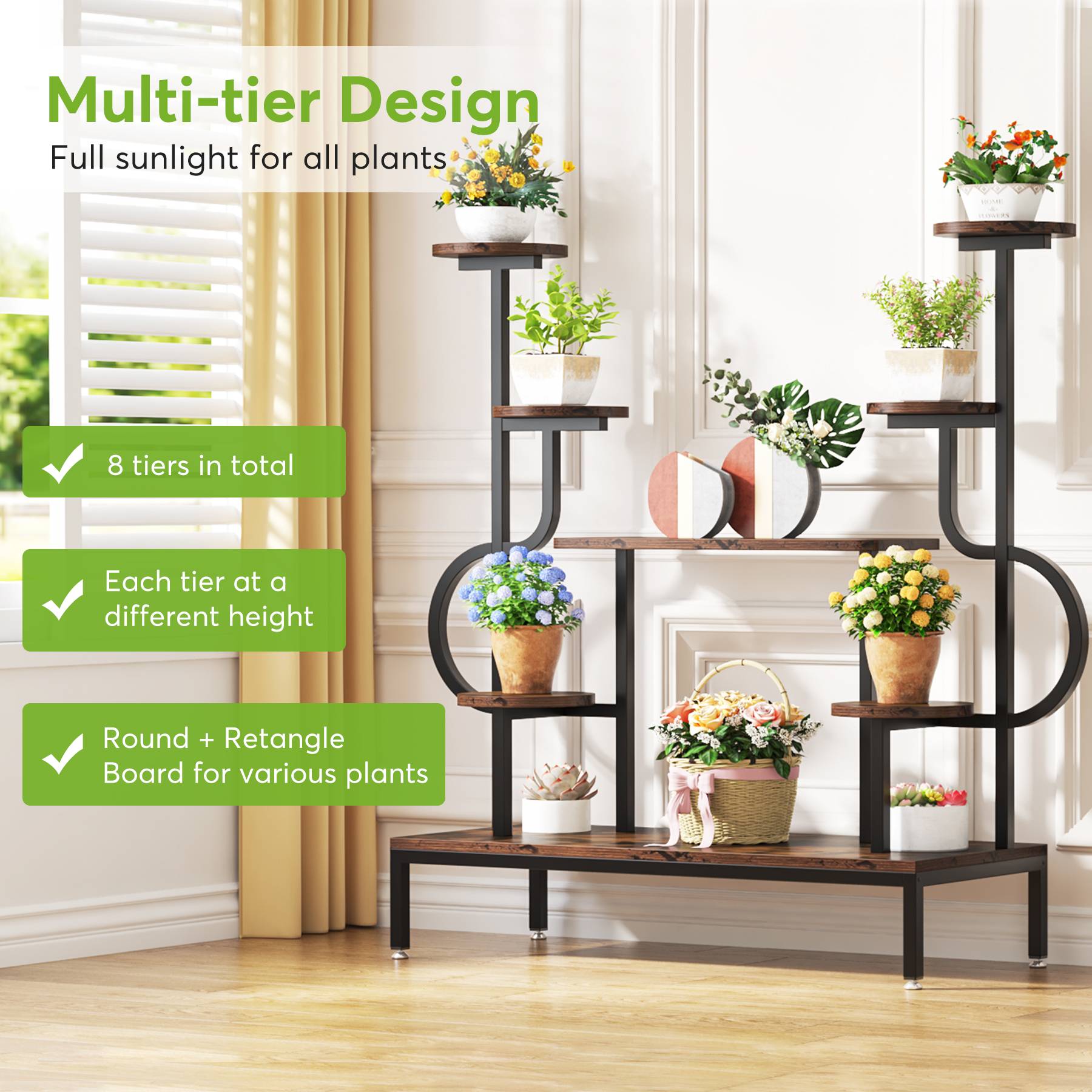 Plant Stand, 8-tier Potted Ladder Holder Flower Rack Shelves, Tribesigns, 8