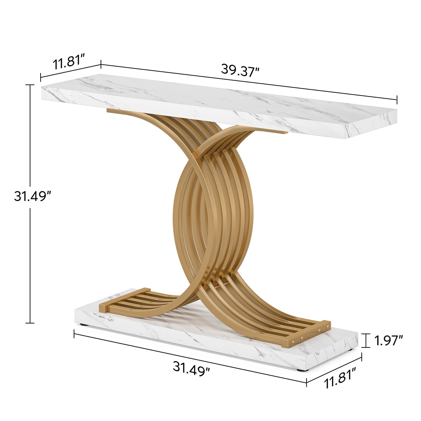 Console Table, 40" Faux Marble Entryway Hallway Sofa Table, Tribesigns, 8