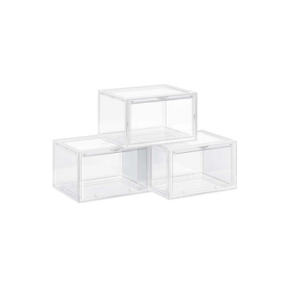 Shoe Boxes, Pack of 3 Stackable Shoe Organisers with Clear Door, Plastic Shoe Storage for UK Size 11, SONGMICS, 7