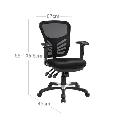 Office chair, ergonomic office chair, Height Adjustable Backrest, black, H66-105.5 cm, Computer Chair, Nylon - SONGMICS