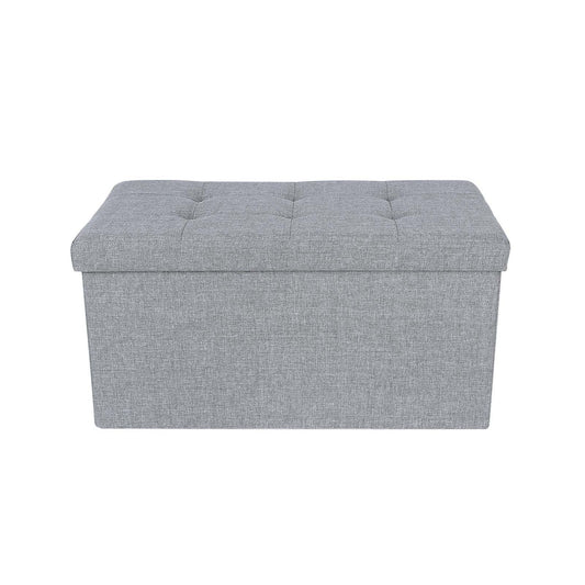 Ottoman Storage Chest Folding Toy Box Versatile Space-saving Light grey 76 x 38 x 38 cm Linen Fabric, 1