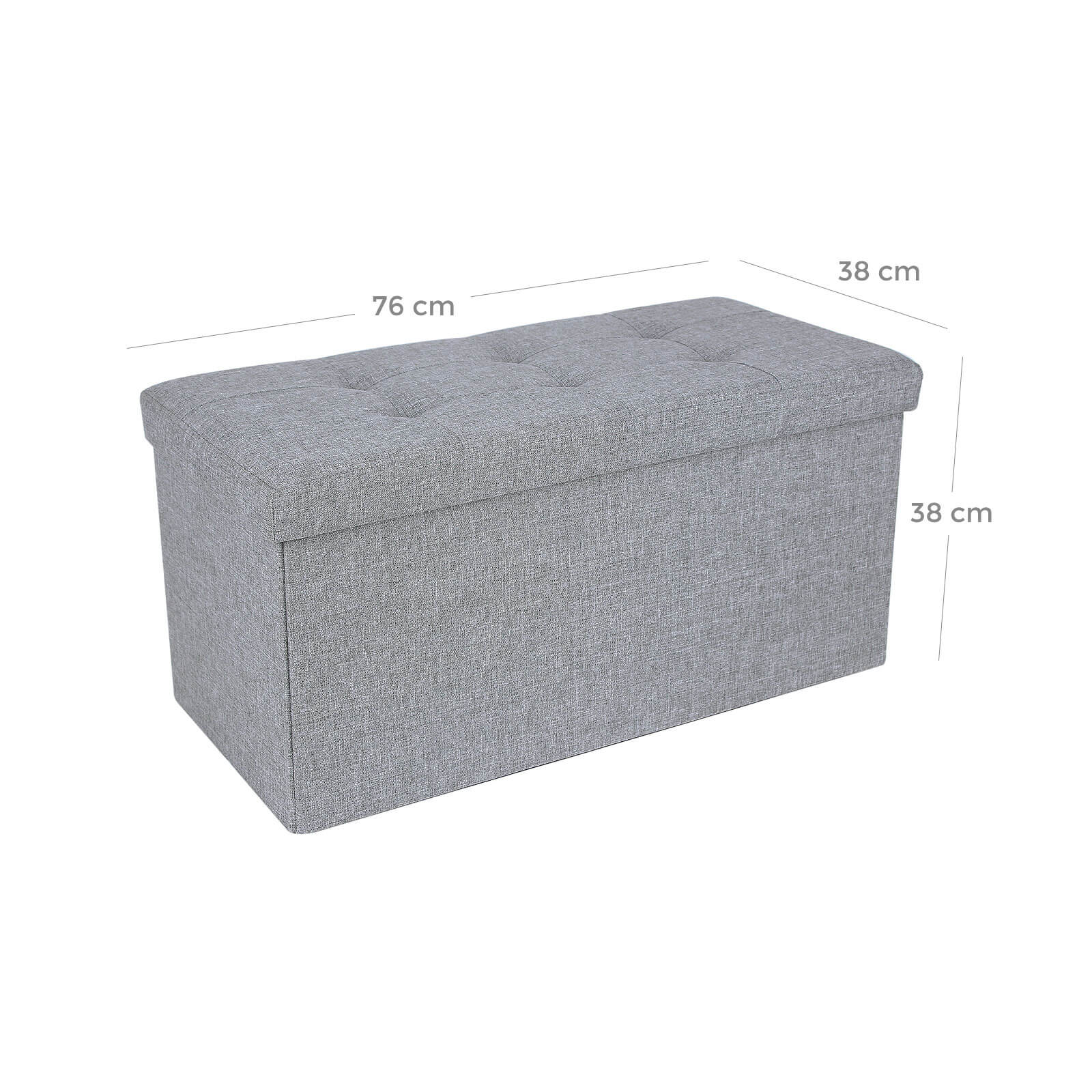 Ottoman Storage Chest Folding Toy Box Versatile Space-saving Light grey 76 x 38 x 38 cm Linen Fabric, 5