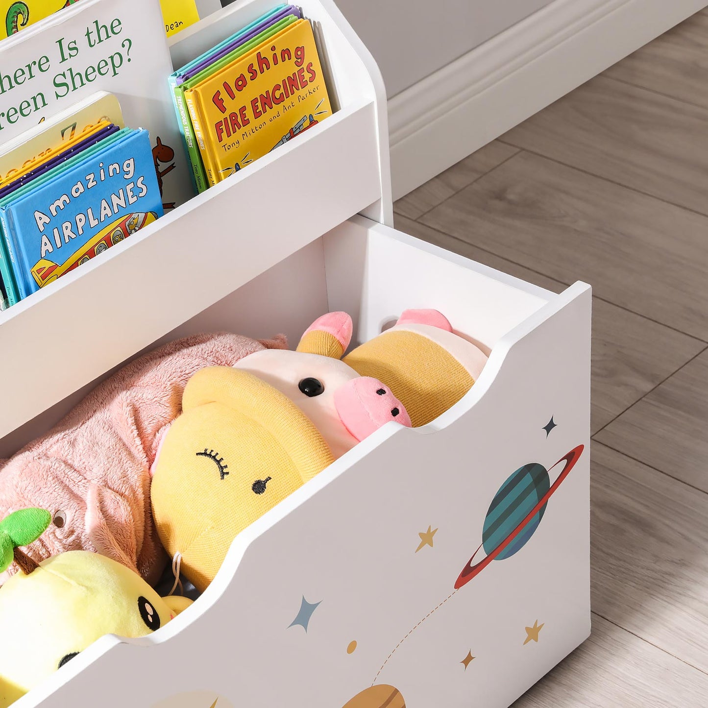 Toy Organiser, Children’s Bookshelf with 3 Shelves, Removable Storage Box with Wheels, Multipurpose, SONGMICS, 3