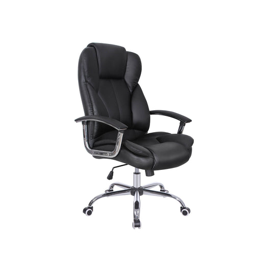 Office Chair with High Back Large Seat and Tilt Function Executive Swivel Computer Chair PU Black