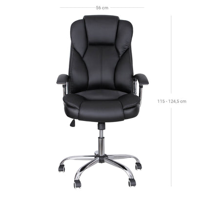 Home office chair - black office chair, H115-124.5 cm. Computer Chair, PU, Black - SONGMICS, 