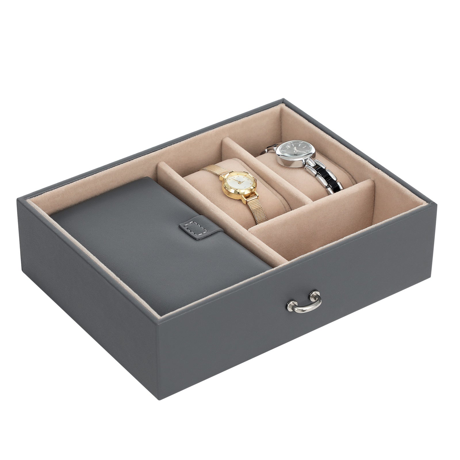 Jewellery Box, Jewellery Organiser with 2 Drawers, Lockable Jewellery Case with Mirror, Portable Travel Case, Songmics, 4