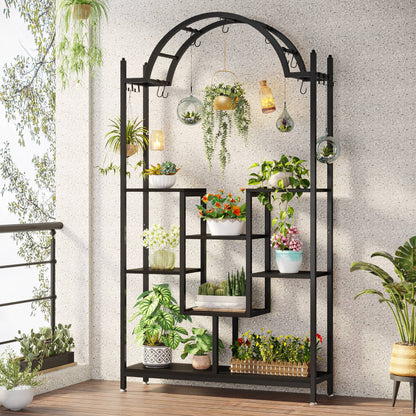 Plant Stand, 74.8" Arched Flower Stands with Hanging Hooks, Tribesigns, 8