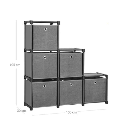 Ladder Storage Unit, 6 Cubes with 6 Storage Boxes, DIY Closet Organiser, Multifunctional with Modular Design, 5