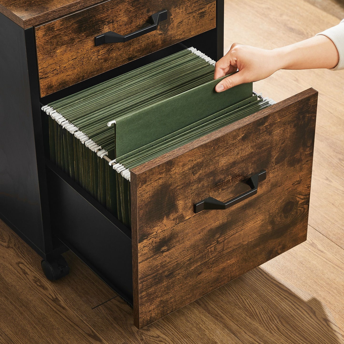VASAGLE - File Cabinet with 2 Drawers, Rolling Office Filing Cabinet with Wheels, for A4, Letter Sized Documents, Hanging File Folders