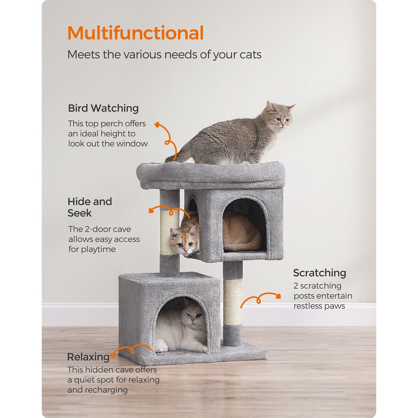 Cat Tree, Cat Tower for Indoor Cats, Cat Condo, Cat Bed Furniture, Kittens Activity Center, Cat Furniture, 3