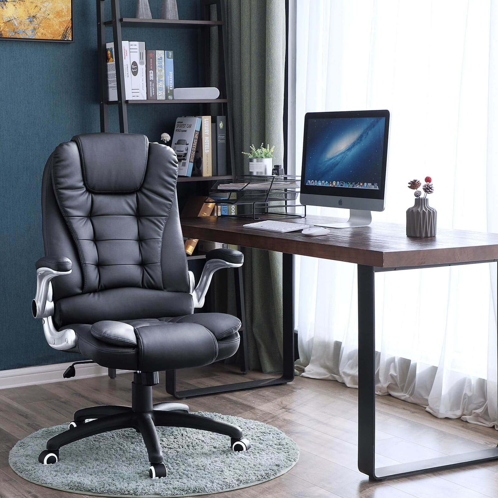 Office chair, office gaming chair, Polyurethane Black, black office chair, Computer Chair, office desk chair - SONGMICS 1