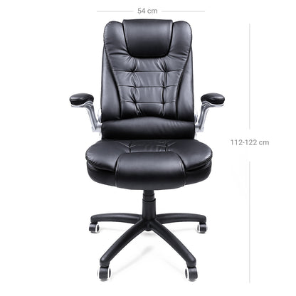 Office chair, office gaming chair, Polyurethane Black, H112-122 cm, Computer Chair, office desk chair - SONGMICS
