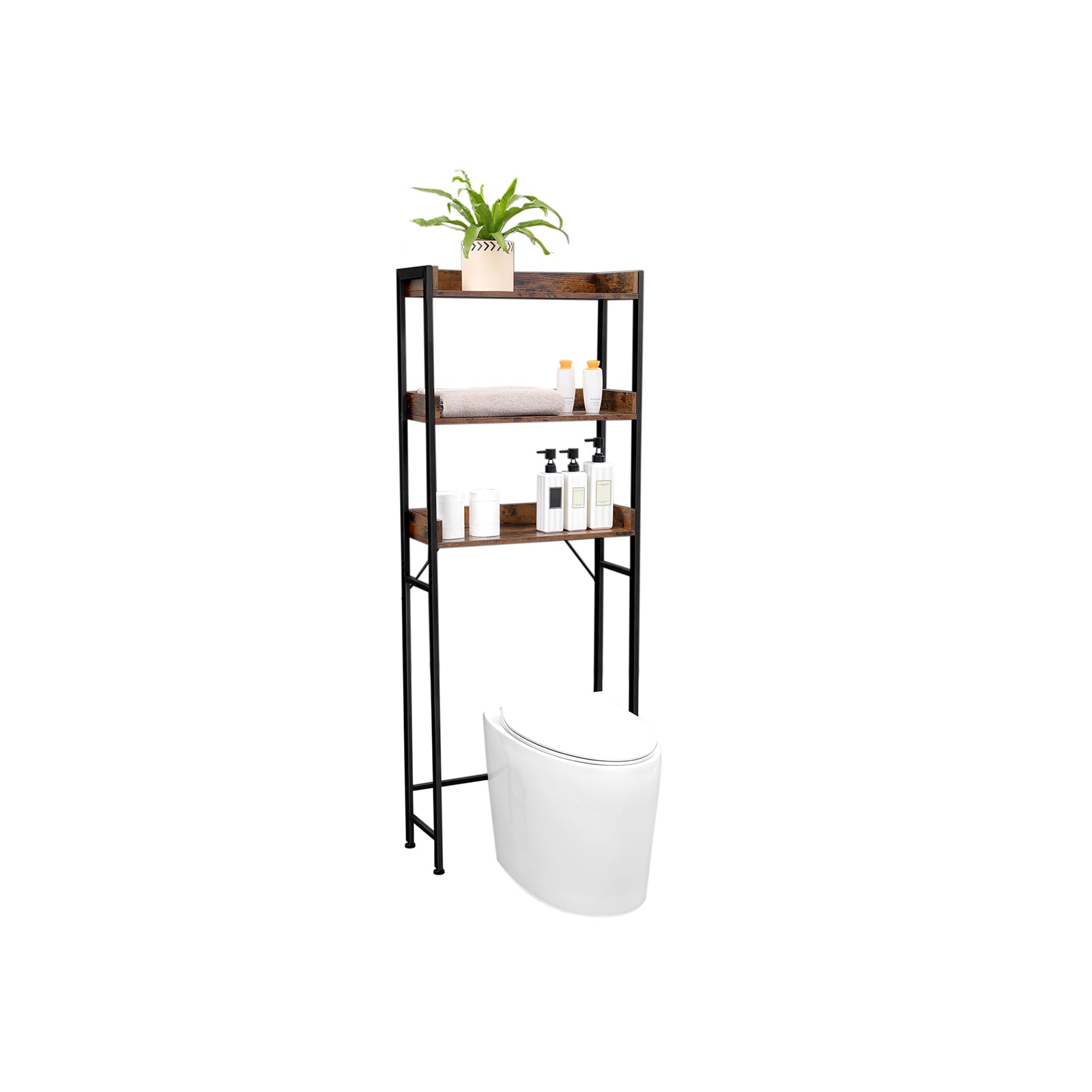 3-Tier Over-The-Toilet Rack, Space-Saving Bathroom Storage Shelf, Stable, Easy to Assemble, Washing Machine Storage Rack