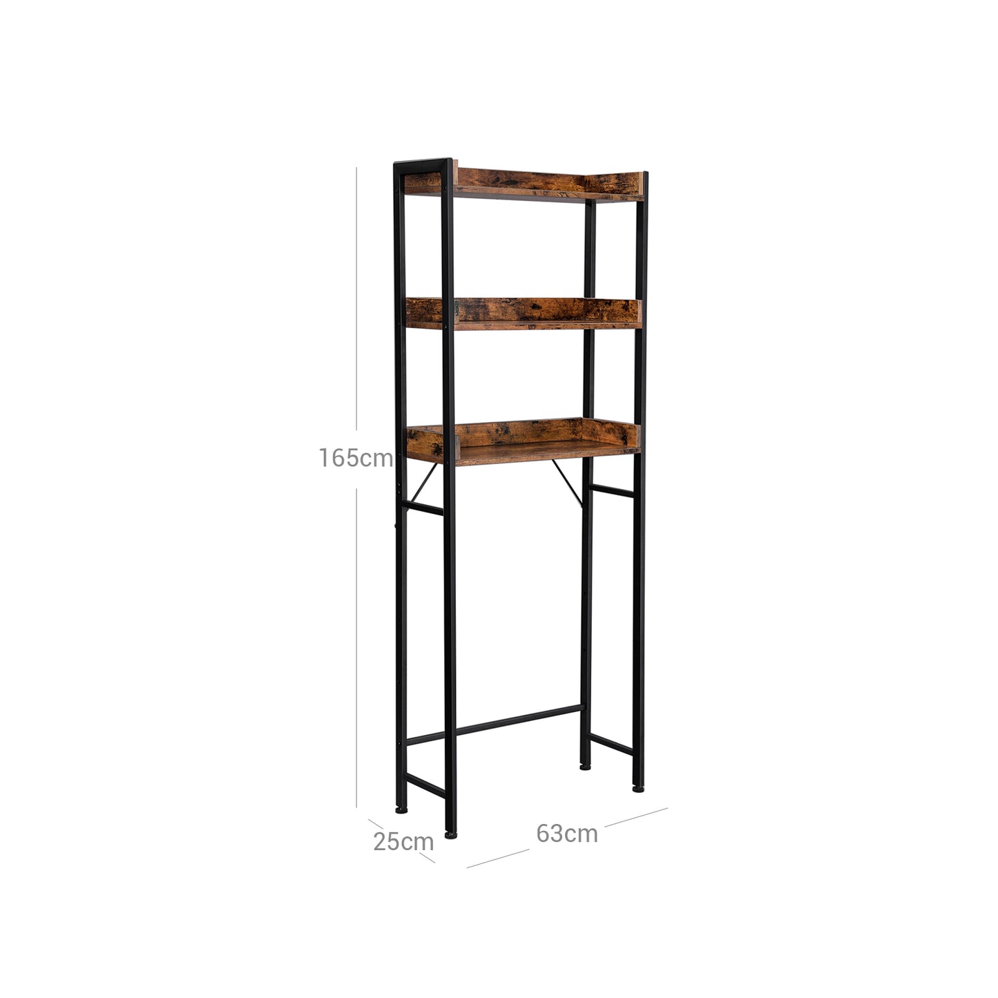 VASAGLE - 3-Tier Over-The-Toilet Rack, Space-Saving Bathroom Storage Shelf, Stable, Easy to Assemble, Washing Machine Storage Rack