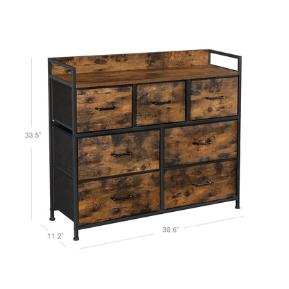 Fabric Chest of Drawers, Bedroom Storage Unit, Cabinet Dresser with 7 Drawers, with Metal Frame and Handles, SONGMICS, 6