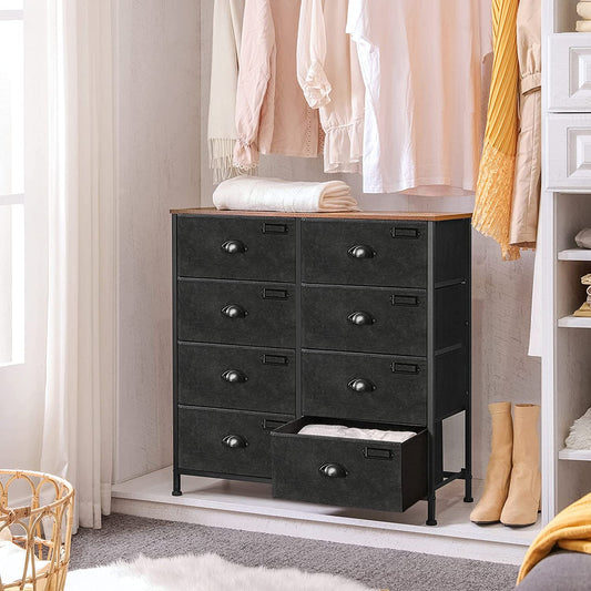Fabric Chest of Drawers, Storage Drawers Tower, Dresser Cabinet with 8 Drawers for Bedroom Closet Living Room, Metal Frame