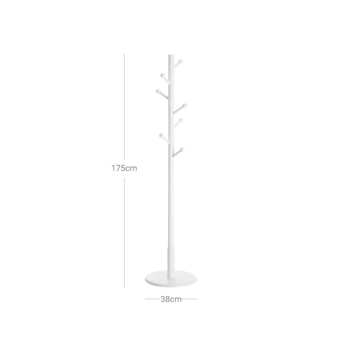 VASAGLE - Coat Rack Free Standing Coat Tree with 7 Rounded Hooks, Wood Hall Tree, Entryway Coat Stand for Clothes, Hats, Purses