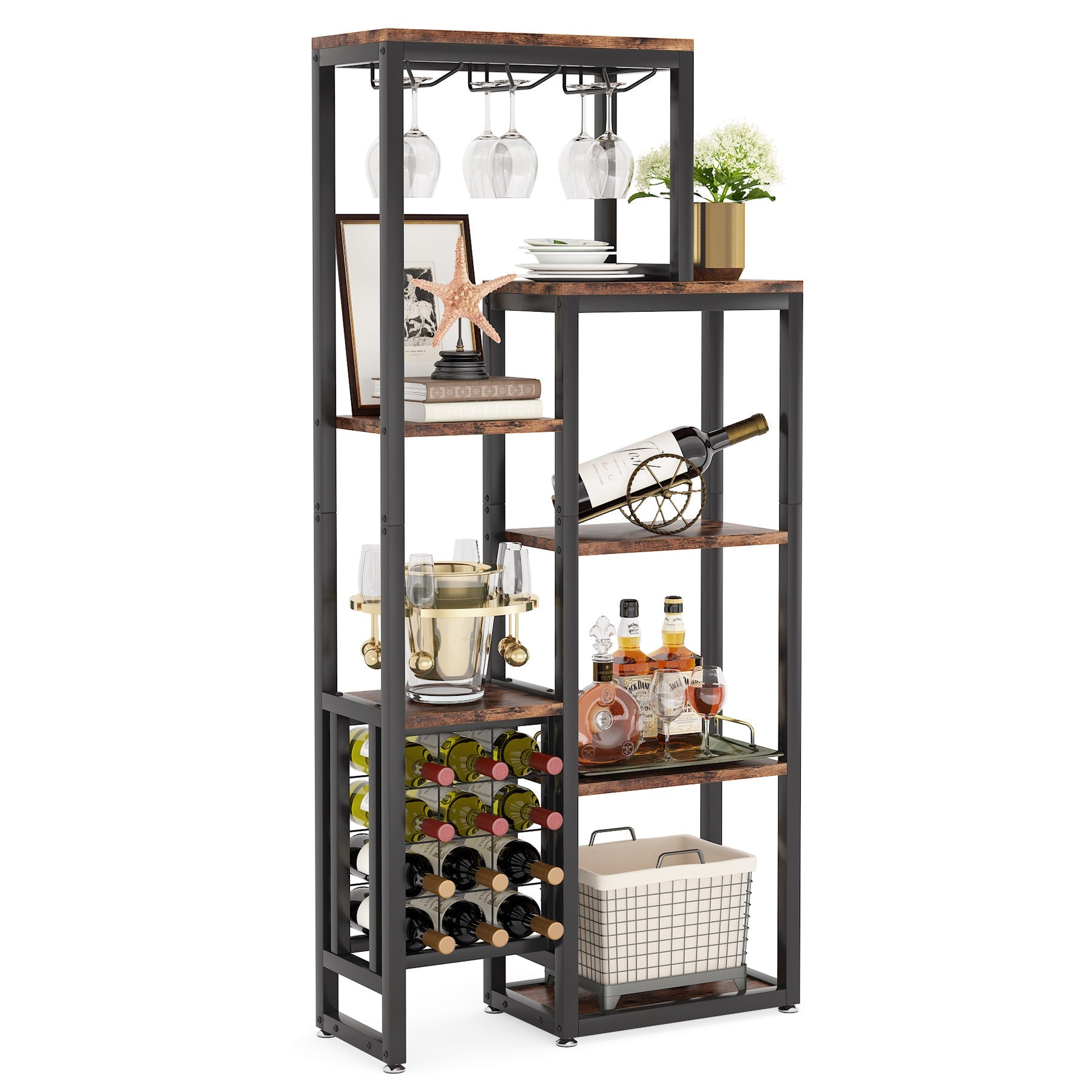 Rack, 5-Tier Freestanding Wine Display Shelf Tribesigns