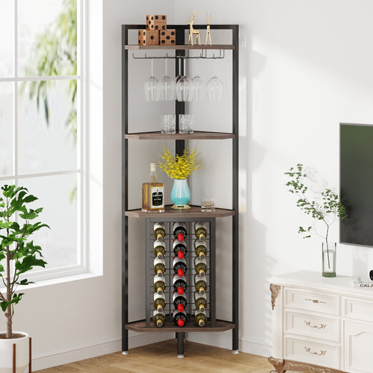 Wine Rack, 4 Tier Corner Shelf with Glass Holder, Tribesigns, 1