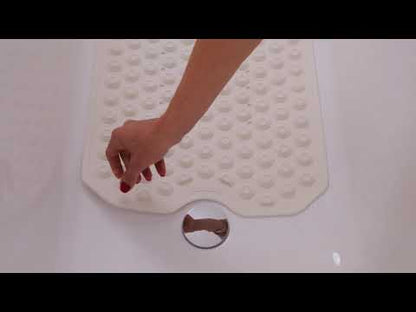 Tatkraft Secure - Non Slip Bath Mat for Inside Shower/Bath, 40 x 103cm, Durable Natural Rubber Bathtub Mat, White, Premium Italian Quality