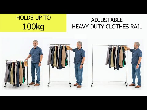 Heavy Duty Clothes Rail, 220 Lbs Capacity, Extendable Clothes Rack, Clothes Rail on Wheels, Tatkraft Urban, video